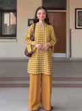 Mustard Gingham & Striped Premium Cotton Co-ord Set