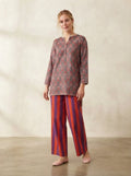 Floral Motif & Striped Premium Cotton Co-ord Set