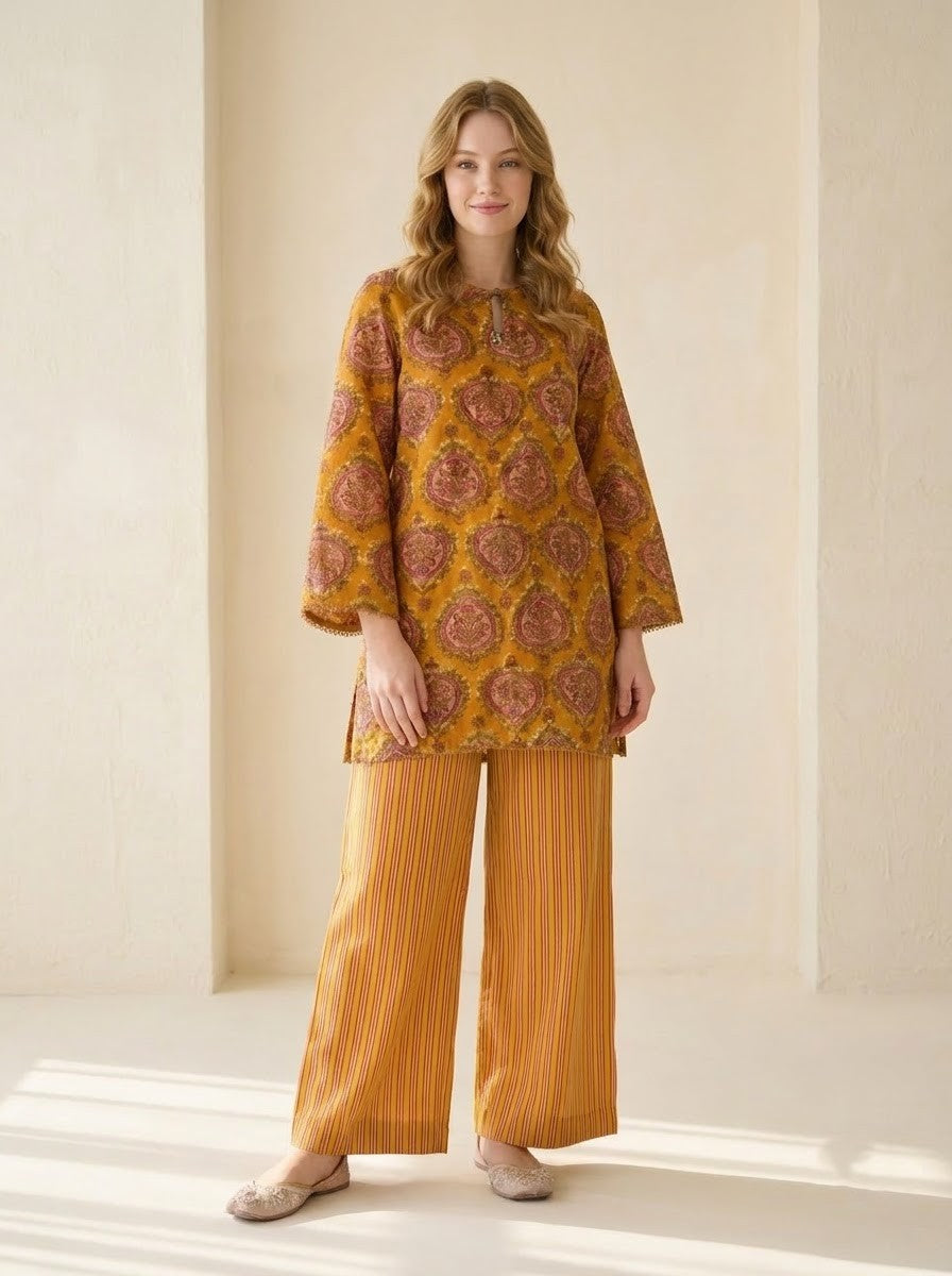 Mustard Yellow Tunic & Palazzo Co-Ord Set