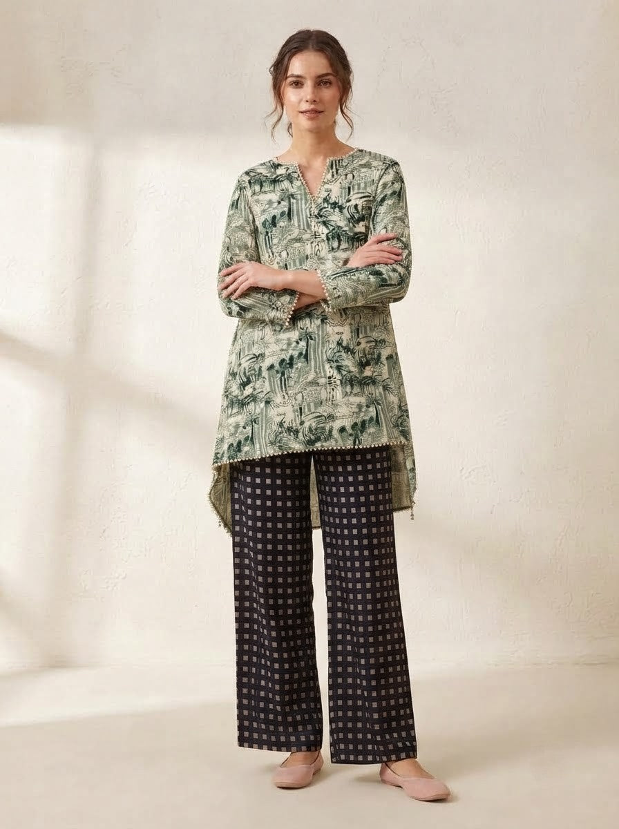 Green Toile & Checkered Premium Cotton Co-ord Set