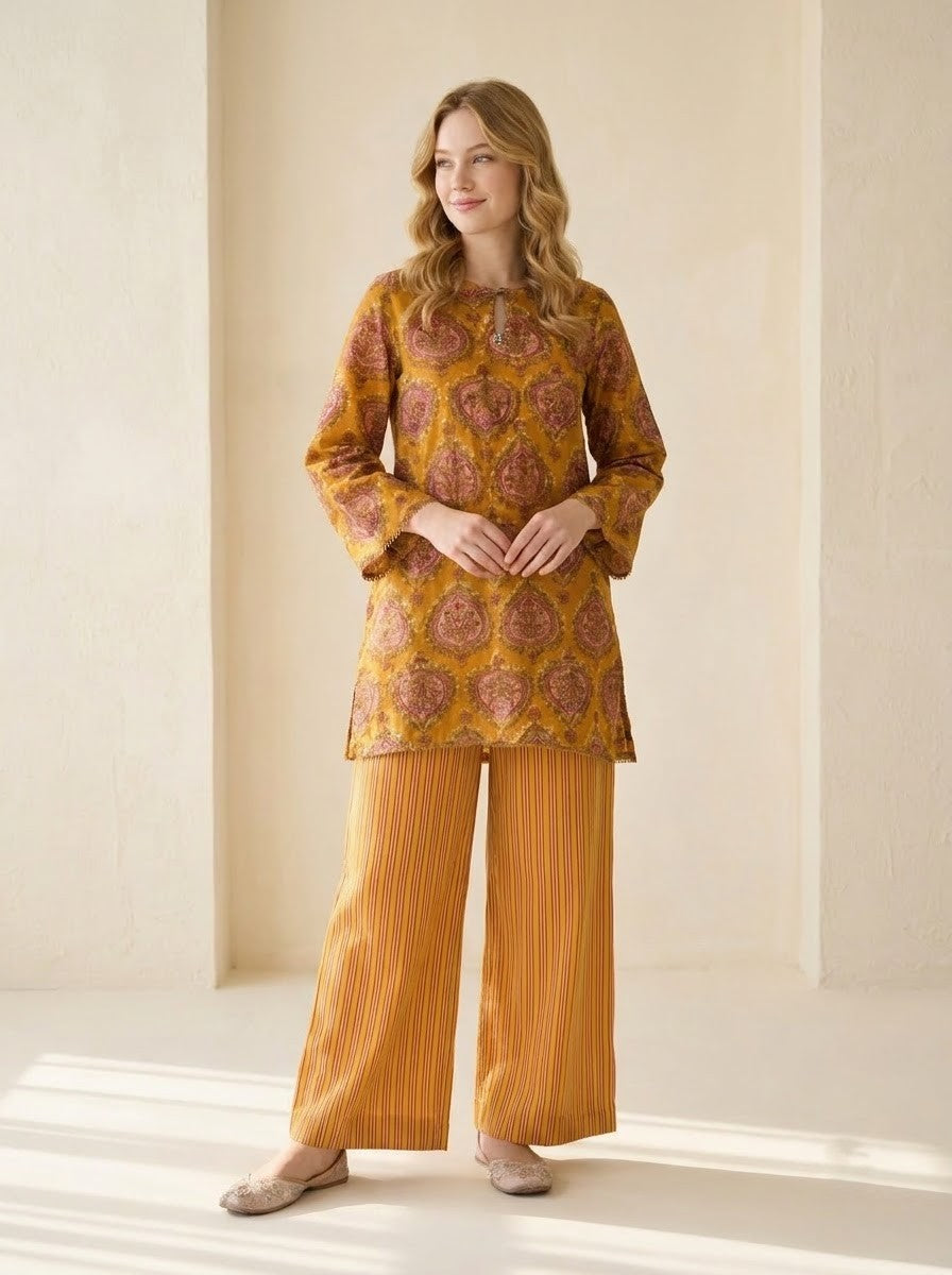 Mustard Yellow Tunic & Palazzo Co-Ord Set