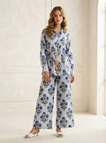 Blue Striped Floral Block Printed Co-Ord Set