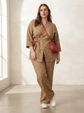 Wrap-Style Floral Print Premium Cotton Co-ord Set