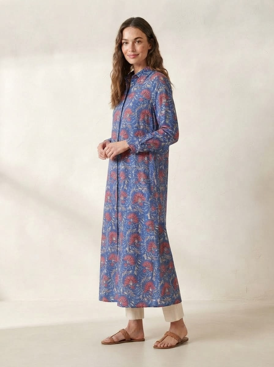 Blue Floral Print Premium Cotton Co-ord Set