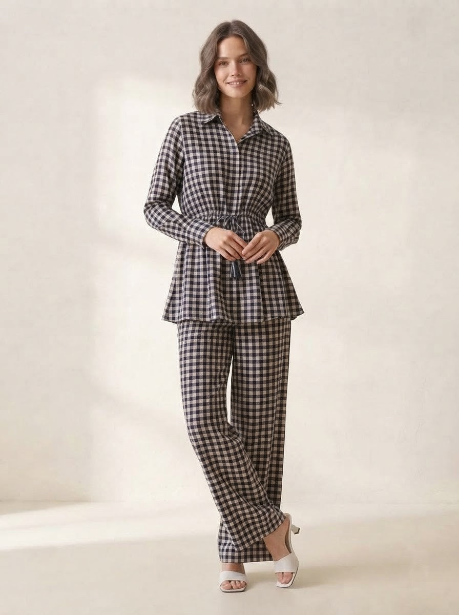 Black & White Gingham Premium Cotton Co-ord Set
