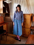 Blue Floral Peplum & Striped Skirt Premium Cotton Co-ord Set
