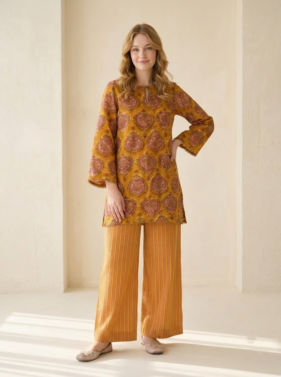 Mustard Yellow Tunic & Palazzo Co-Ord Set