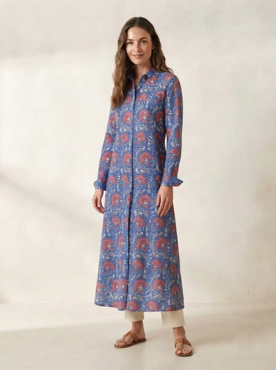 Blue Floral Print Premium Cotton Co-ord Set