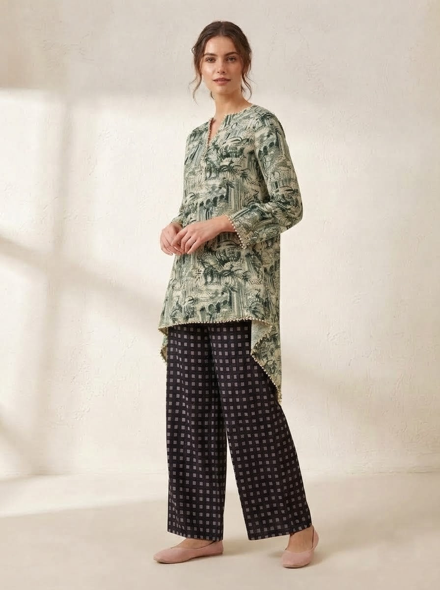 Green Toile & Checkered Premium Cotton Co-ord Set