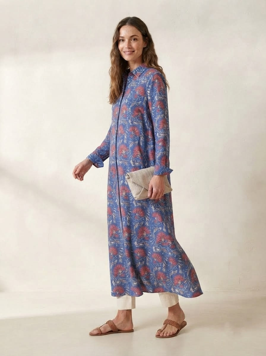 Blue Floral Print Premium Cotton Co-ord Set