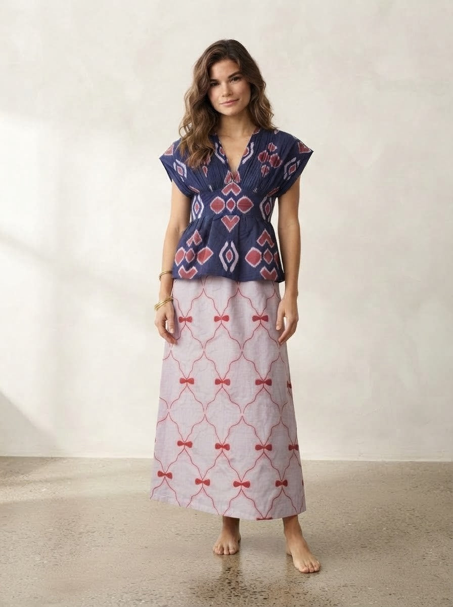 Geometric Peplum & Lattice Print Premium Cotton Co-ord Set