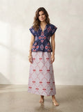 Geometric Peplum & Lattice Print Premium Cotton Co-ord Set