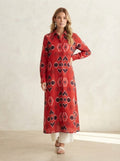 Red Geometric Print Premium Cotton Co-ord Set