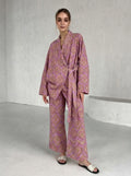 Wrap-Style Purple Paisley Premium Cotton Co-ord Set