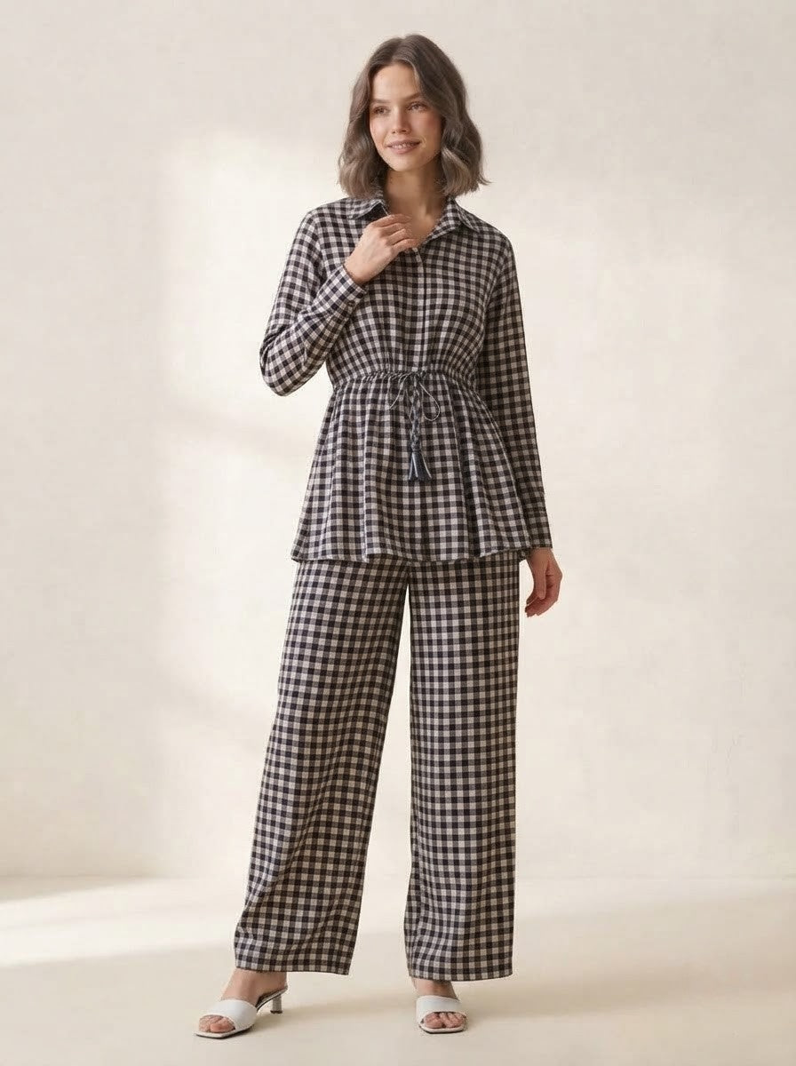 Black & White Gingham Premium Cotton Co-ord Set