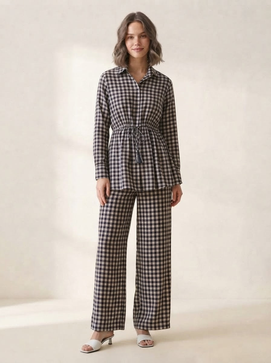 Black & White Gingham Premium Cotton Co-ord Set