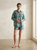 Teal Geometric Print Premium Cotton Co-ord Set
