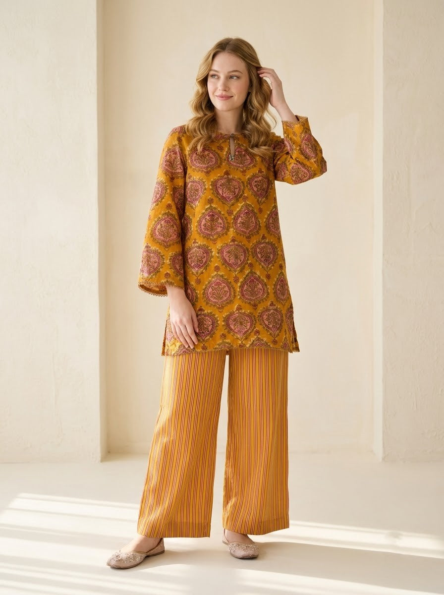 Mustard Yellow Tunic & Palazzo Co-Ord Set
