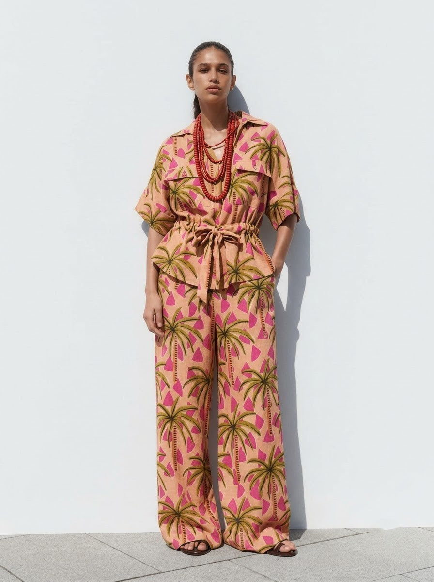 Tropical Palm Print Premium Cotton Co-ord Set
